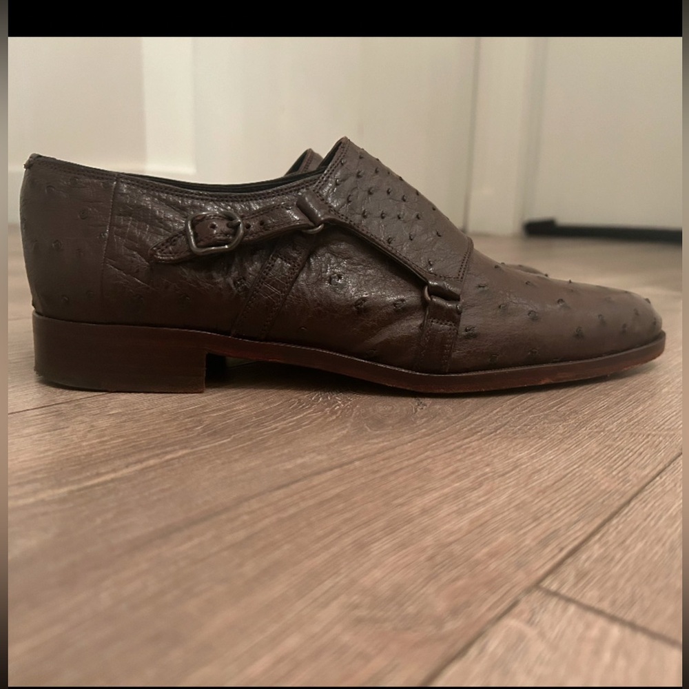 Sergio Rossi Brown Leather Slip-On Loafers with Strap